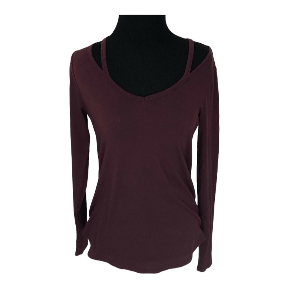 LOFT long sleeved wine colored tee